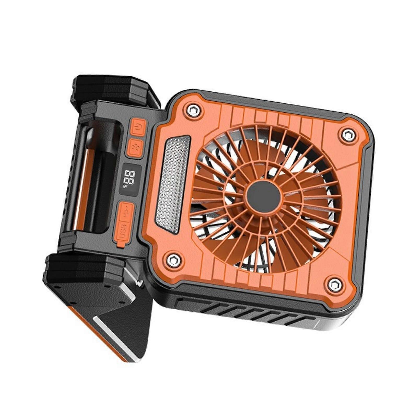 Solar Powered Outdoor Fan with USB Charging and LED Light – Foldable Desk Fan for Camping, Beach, Hiking