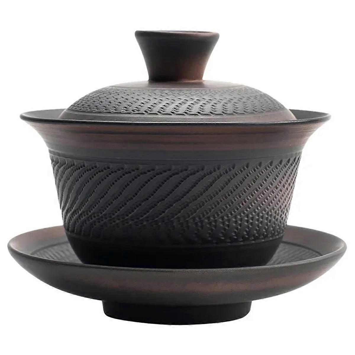 Service à thé chinois avec couvercle infuseur, tasse à thé portable en argile faite à la main