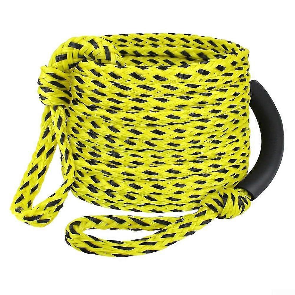60ft 3K Boat Tow Rope for Tubing Float and Wakeboard, Heavy Duty with 2600 lbs Load Capacity yellow black