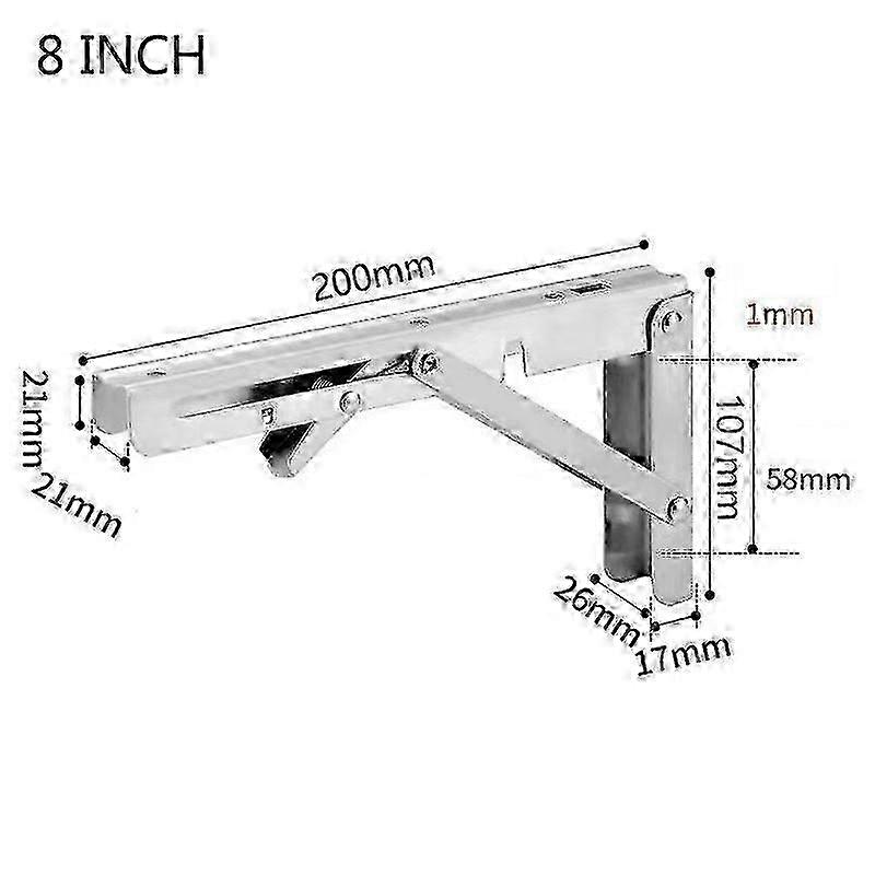 6-24inch Stainless Steel Folding Shelf Brackets for Table Work Bench Space Saving Collapsible Bracket Set DIY Heavy Duty Use
