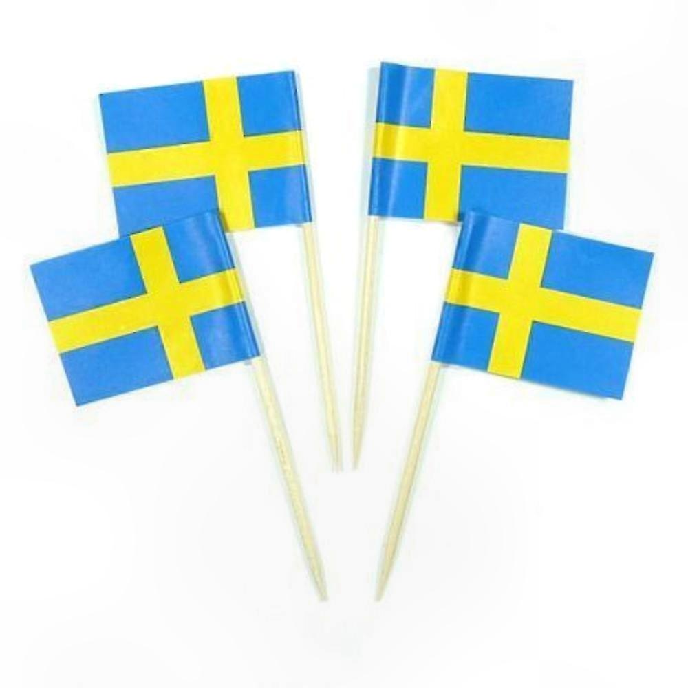 50 Mini Wooden Toothpick Flags for Party Decorating, Ideal for Fruit, Pastry, and Cake Displays