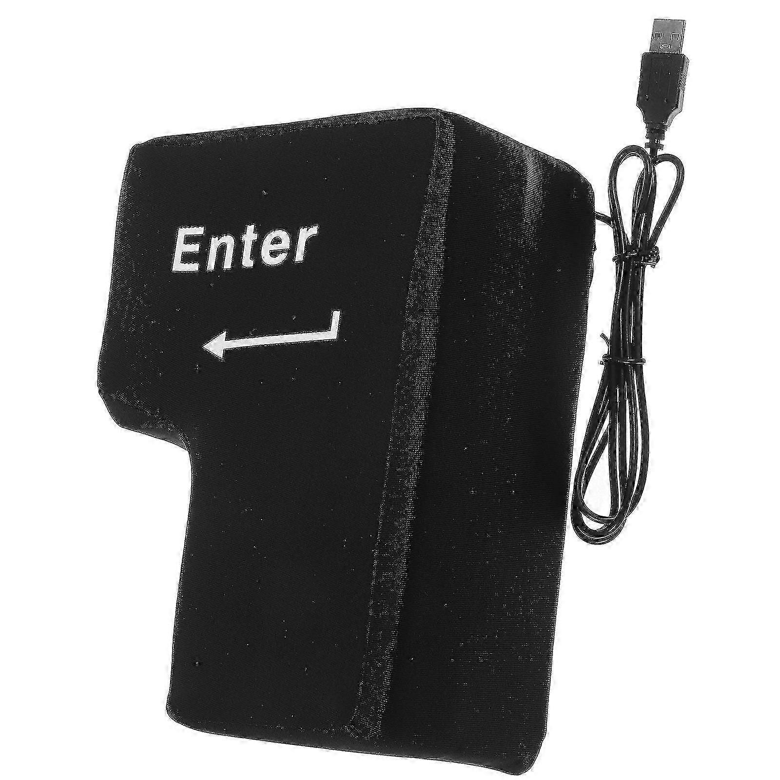 Big Enter Key Coussin avec USB Office Stress Relief Tool Noon Break Nap Desktop Pillows Vent Toy (Noir)
