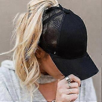 Casquette à queue de cheval réglable pour femmes Chapeau Snapback Hip Hop avec panneaux en maille pour les activités de plein air estivales
