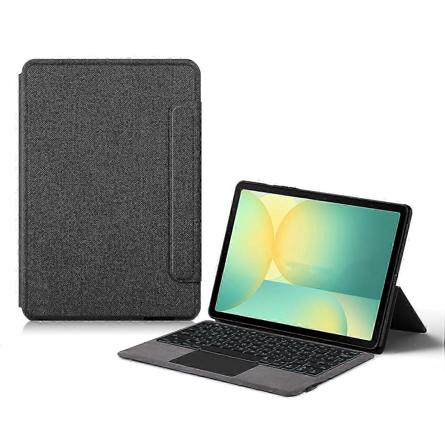 For Samsung Galaxy Tab S10 FE Leather Case+Touchpad Bluetooth-Compatible Keyboard with Backlit