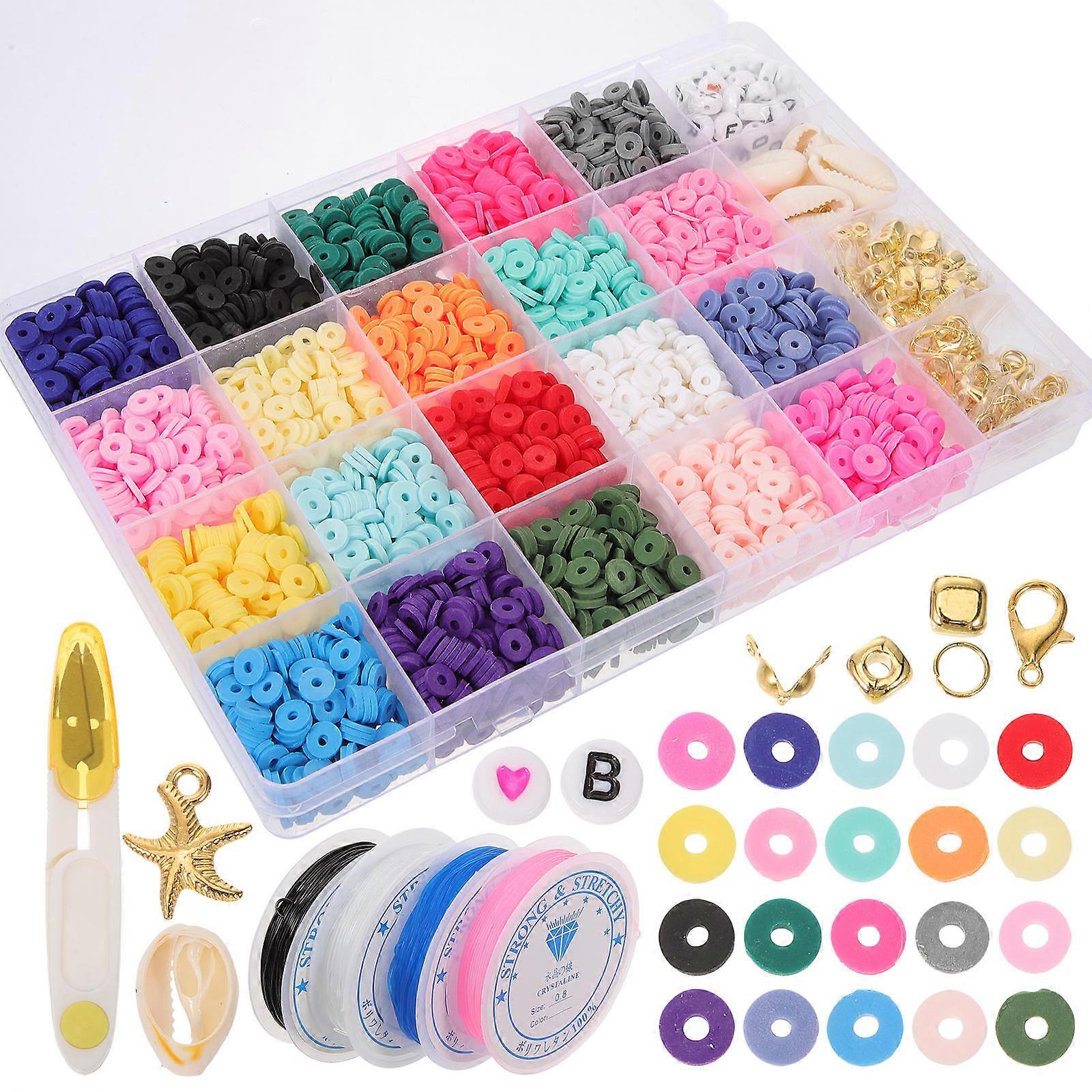 Polymer Clay Beads Set for Bracelet Making – Includes Flat Beads & Crafting Supplies for DIY Jewelry – Lightweight & Comfortable for Necklaces &