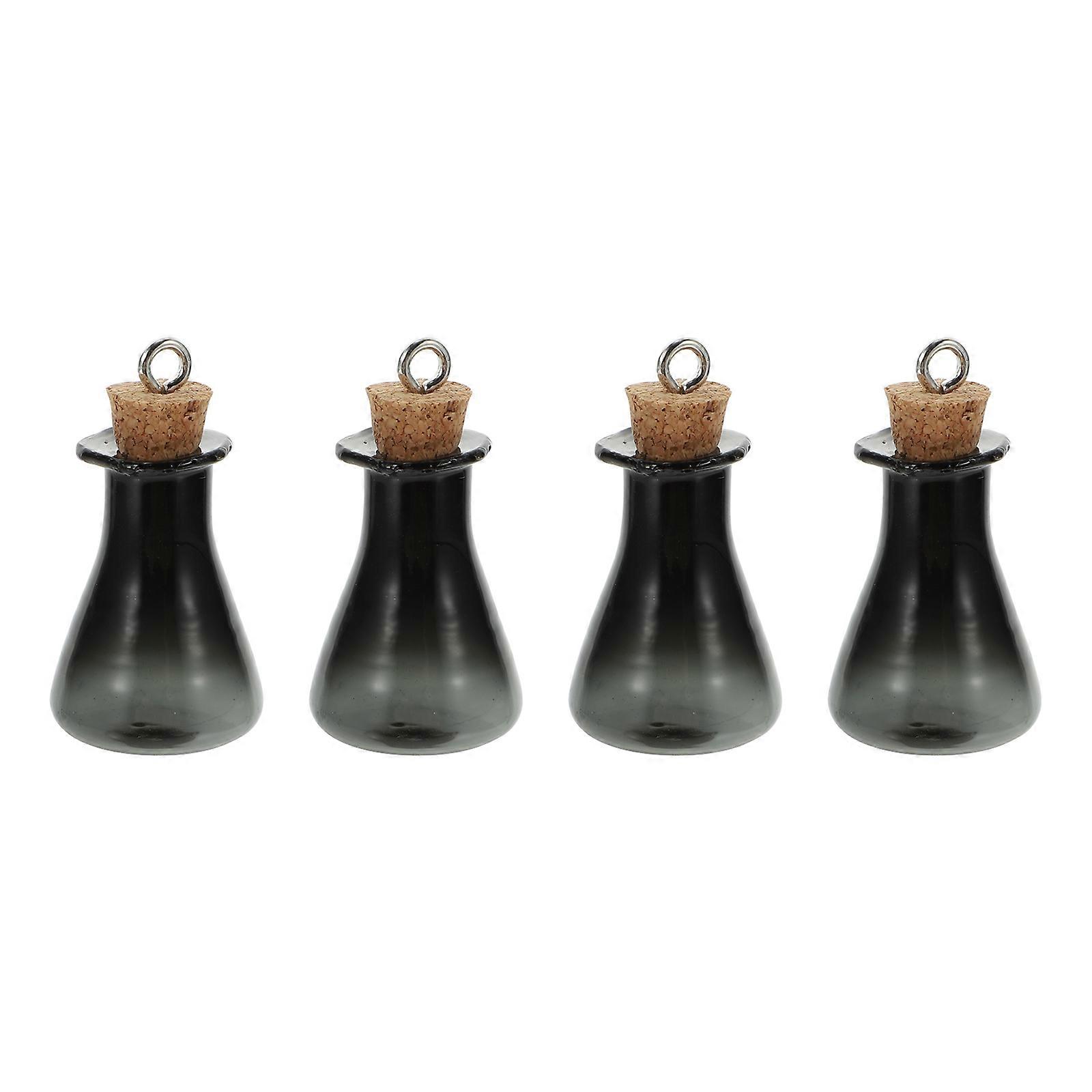 Mini Wishing Glass Bottles with Cork Stoppers for Storage Use Black Color