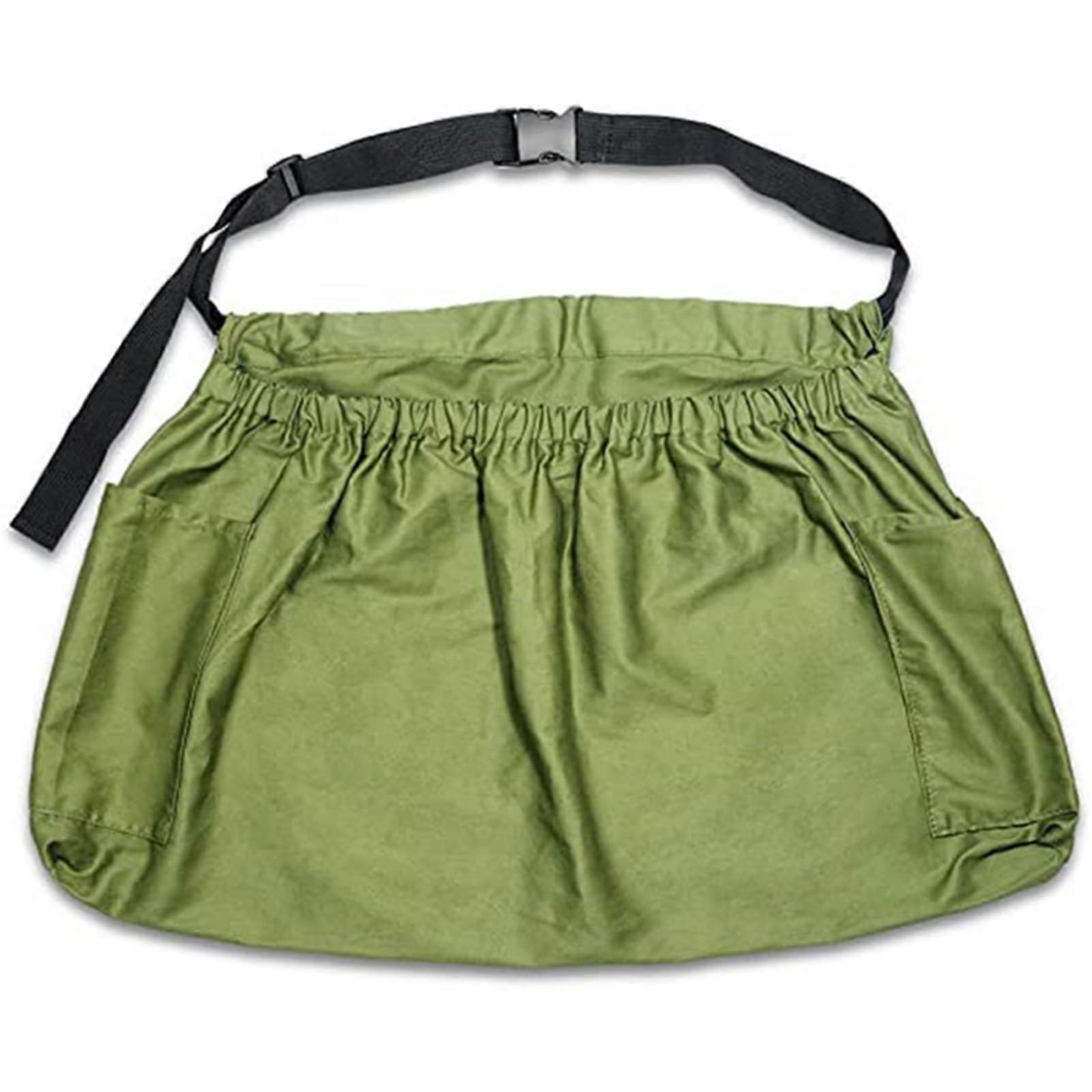 Heavy Duty Canvas Harvest Apron With Elastic Storage Pockets, Adjustable Straps, Farm Work And Vegetable Picking