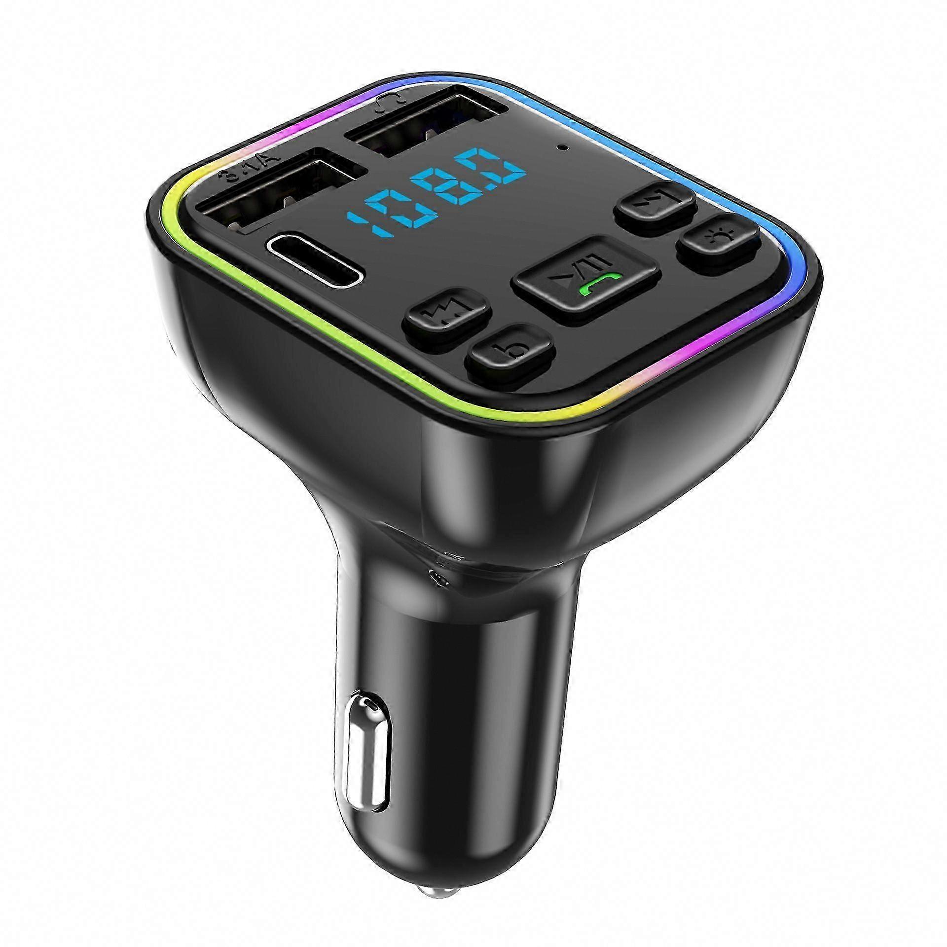 2023 Bluetooth 5.3 FM Transmitter for Car, Dual Mic Noise Cancellation, Deep Bass Sound, 48W PD&QC3.0 Fast Charger, Bluetooth Car Adapter