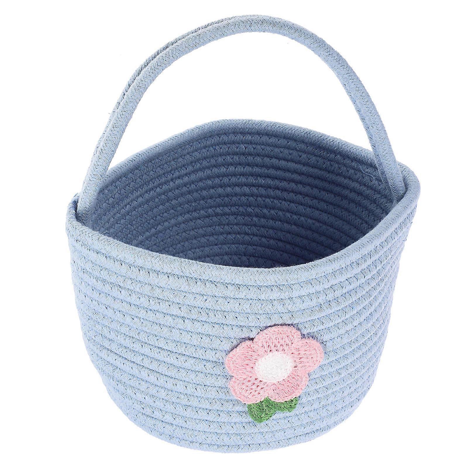 Woven Basket Cotton Rope for Storage Use with Handle Portable