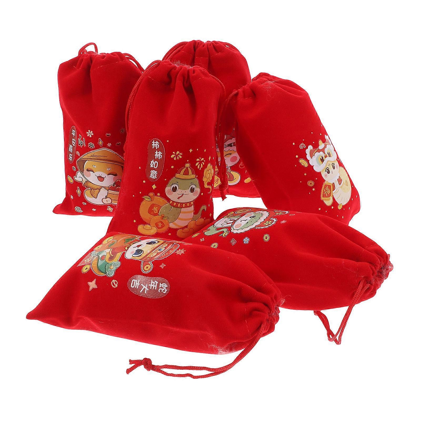 2025 New Year Candy Bags Drawstring Pouches for Storage Use 18Pcs
