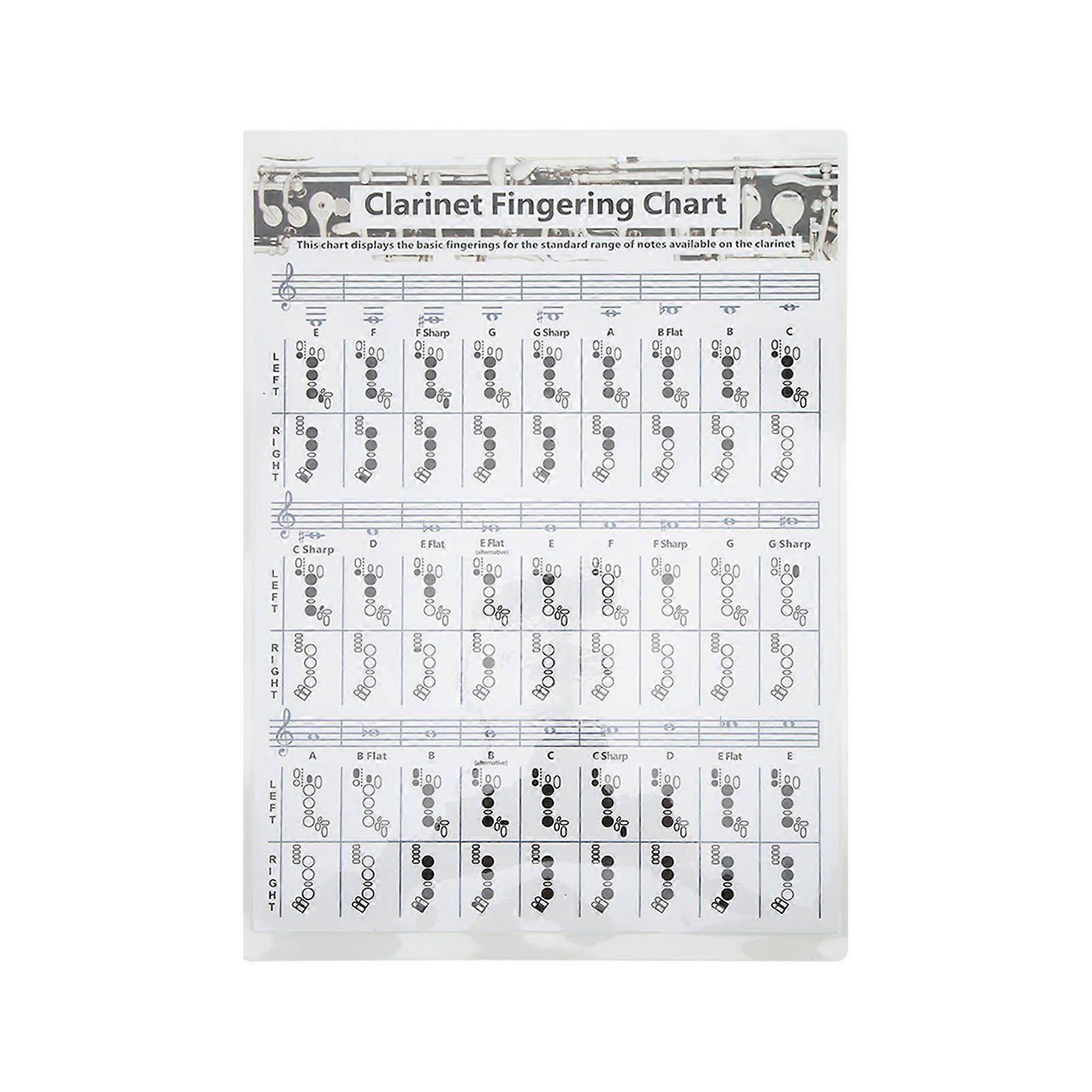 Clarinet Fingering Chart Clarionet Chords Poster Training Chart Musical Instrument Accessories for BeginnersS 30cm
