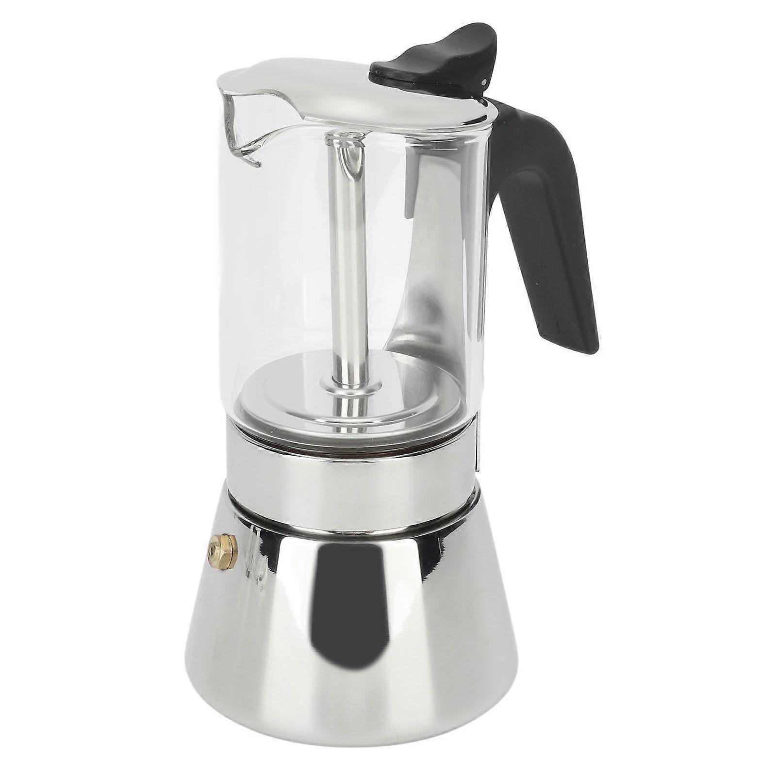 Cafetière Moka Corps Visible Greca Cafetière Acier Inoxydable Cuisinière Cafetière Moka Pot pour Maison Café Bureau 160ml