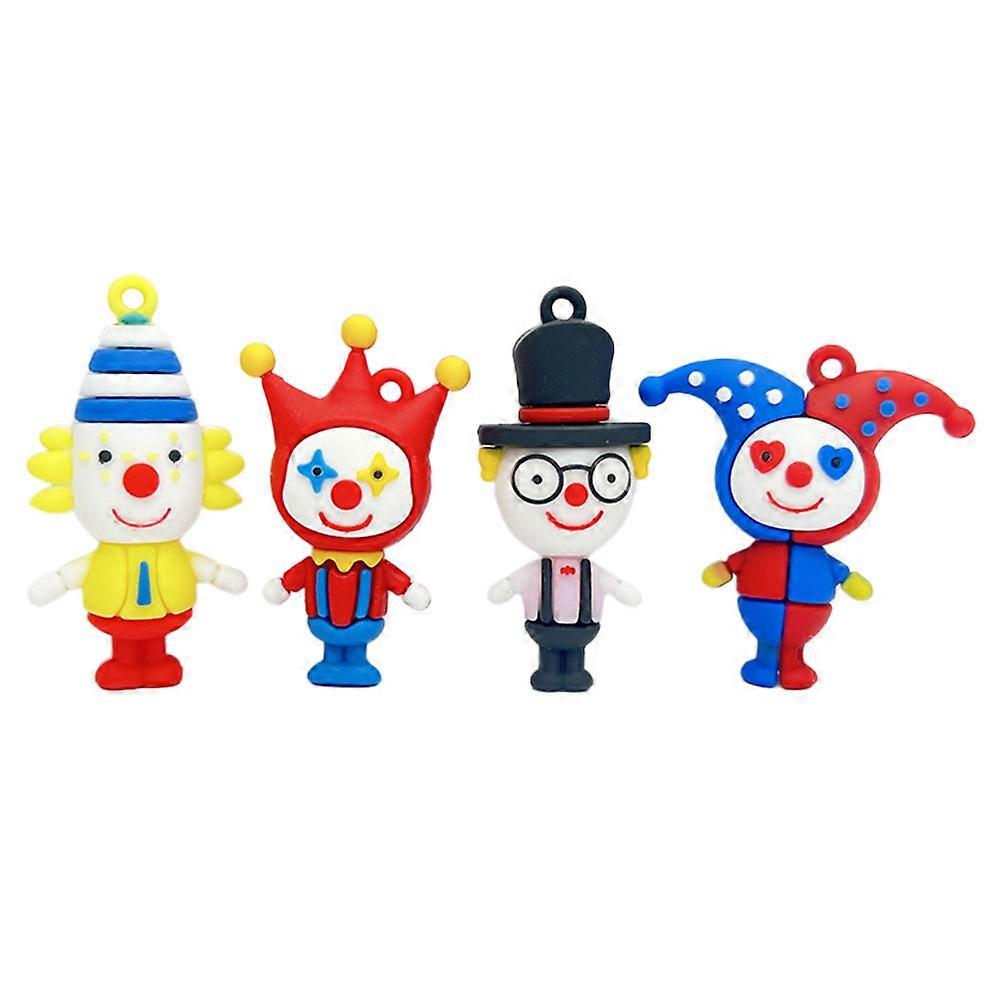 Clown Keychain Charm Plastic Decorative Pendant for DIY Making 4Pcs Set