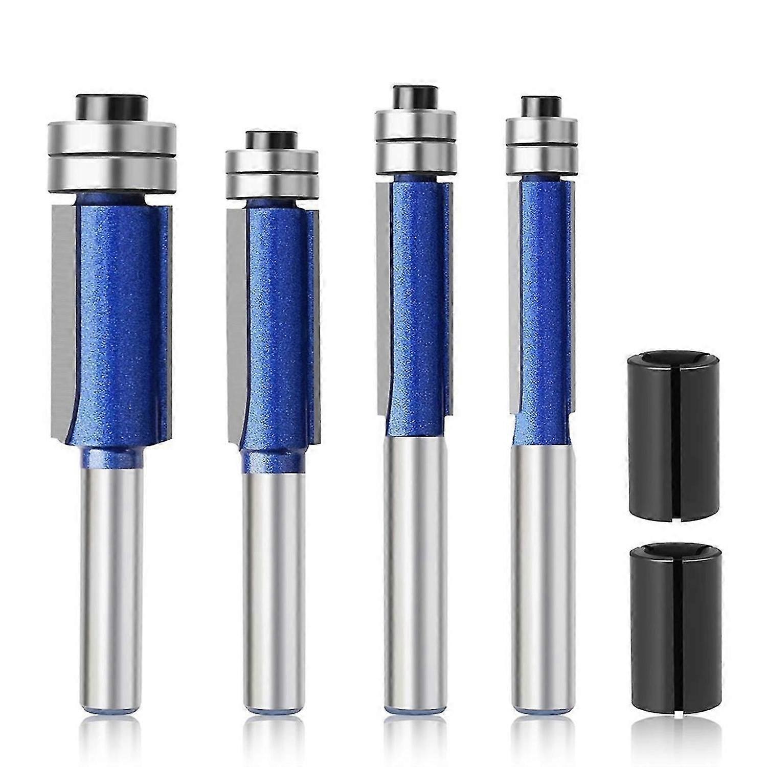4PC Straight Router Bit 1/4Inch, Flush Cut Router Bit for Woodworking