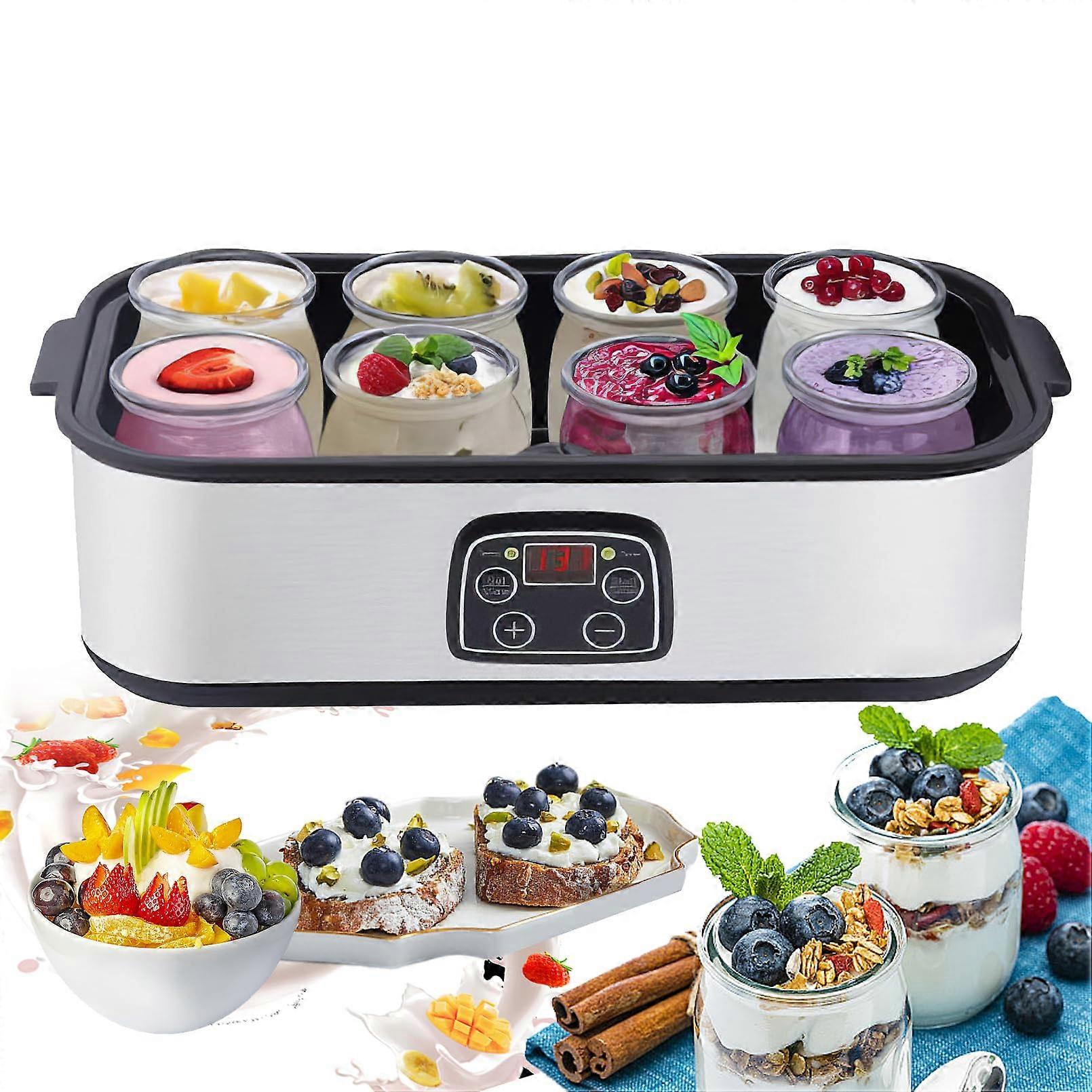 Yogurt Maker Machine 1400ML Automatic Yoghurt Maker With 8x180ML Glass Jars LED Display 1855 C Temperature Control