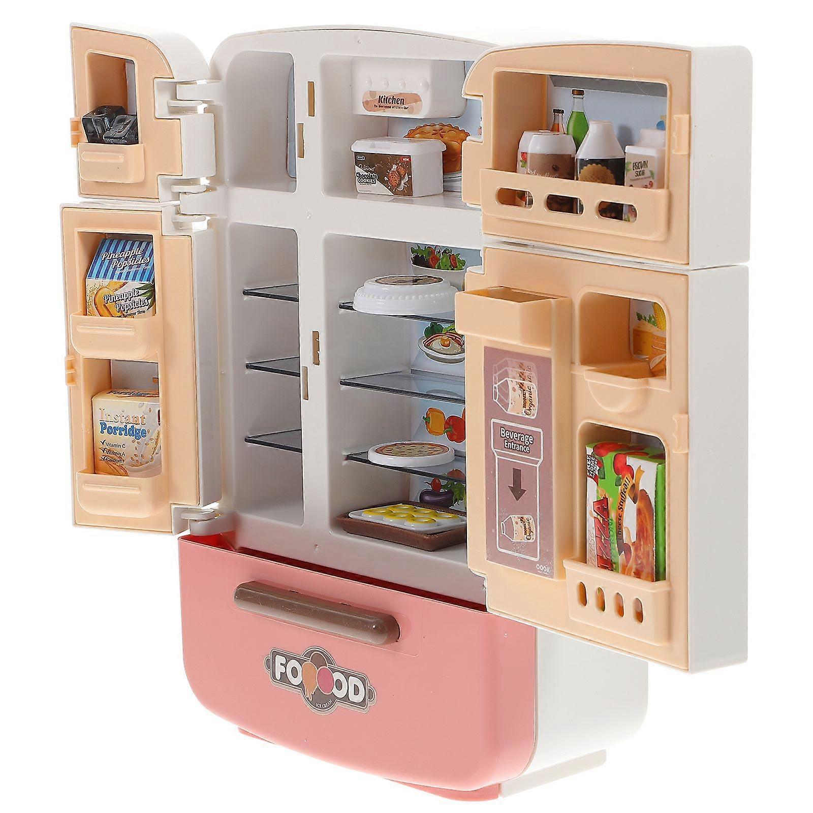 1 Set Mini Fridge Toy Mini Food Set Tiny Stuff Miniature House Pretend Play Toy