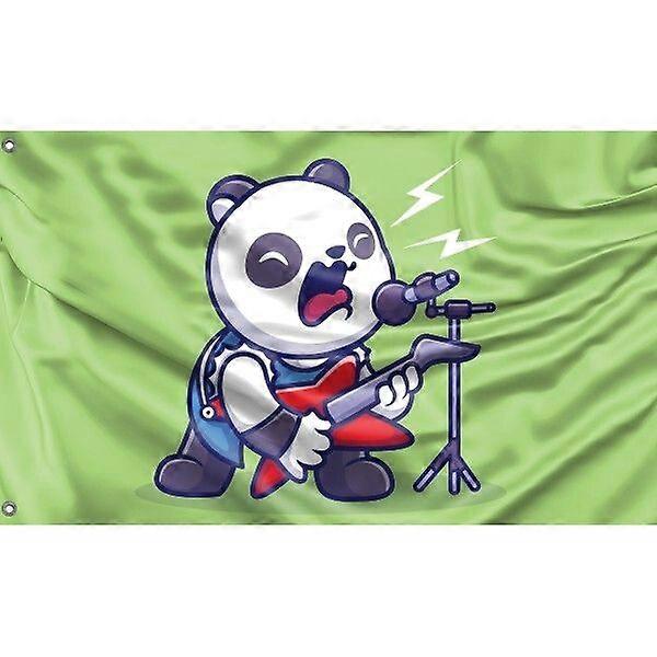 Panda Rocker Lime Background Flag, FG1871