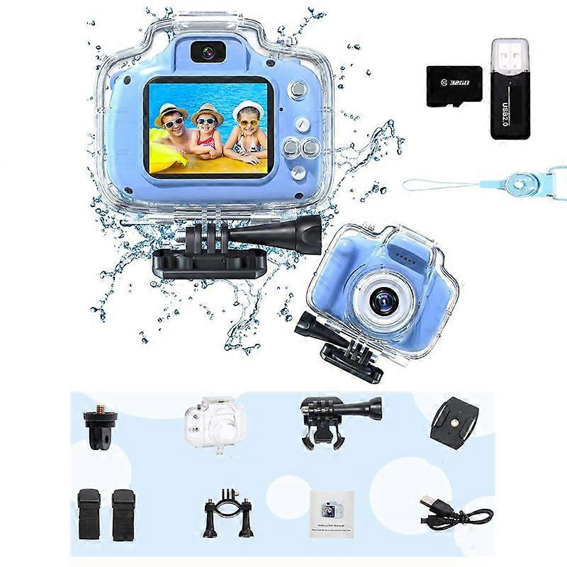Mini Waterproof Camera for Kids, 2.0 Inch 1080p Full HD Display Screen, Kids Video Projection Camera, Digital Camera Blue