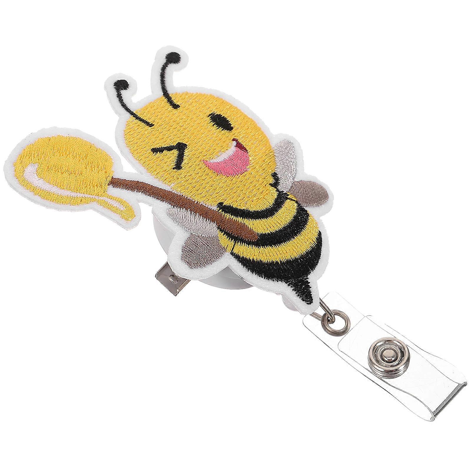 Bee Pattern Badge Clip Name Card Holder for Practical Use 3Pcs Portable Badge Buckles
