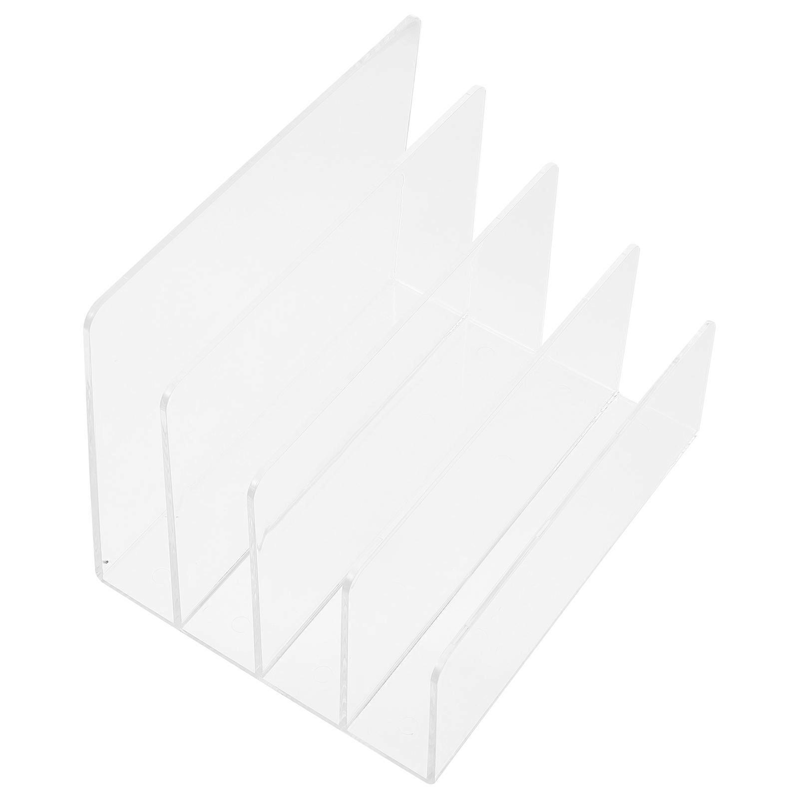 Compartment Book Baffle Transparent Book End for Storage 2Pcs Desktop