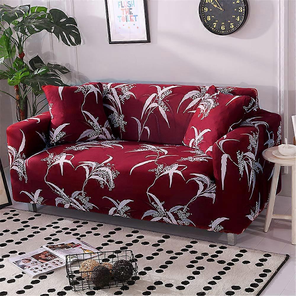 Sofa Slipcovers Elastic Fabric Printed Removable Washable Stretch Polyester Universal 1/2/3/4 Seater Set 1 Seater Red