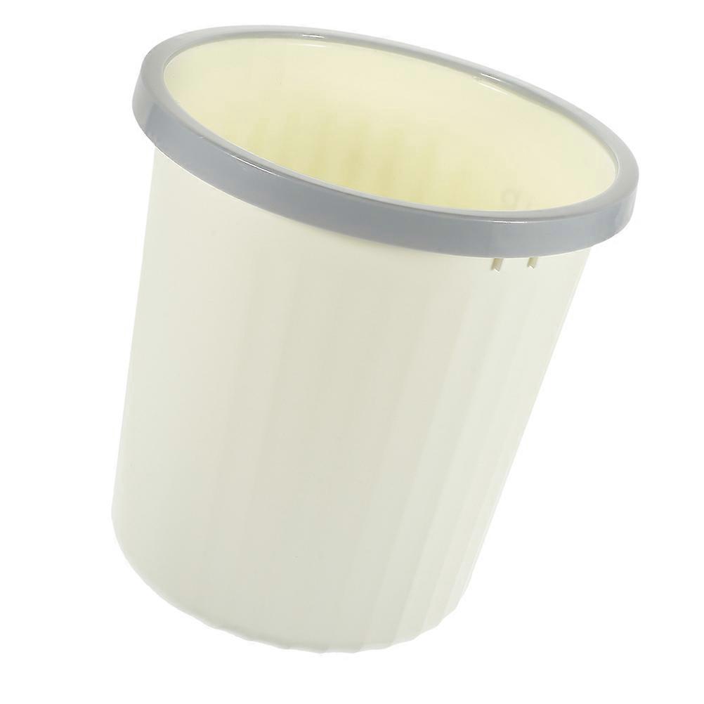 Modern Design Round Trash Can Garbage Storage Office Use Beige 12L 1Pack