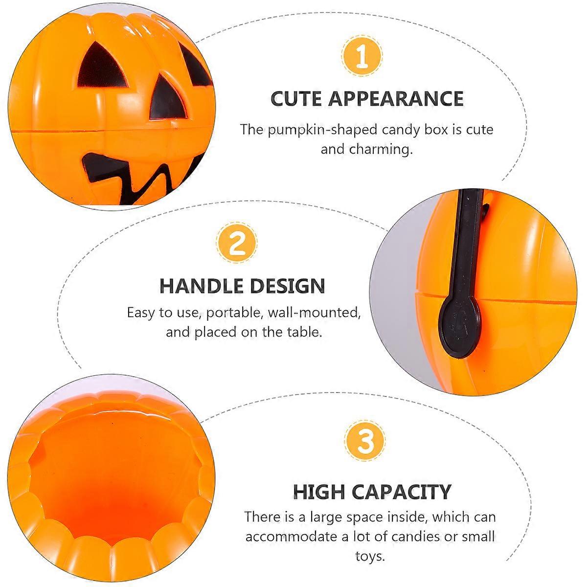 Kids Candy Bucket Halloween Plastic Pumpkin Buckets Portable Candy Storage Supermarket Display Assorted Color 2Pcs