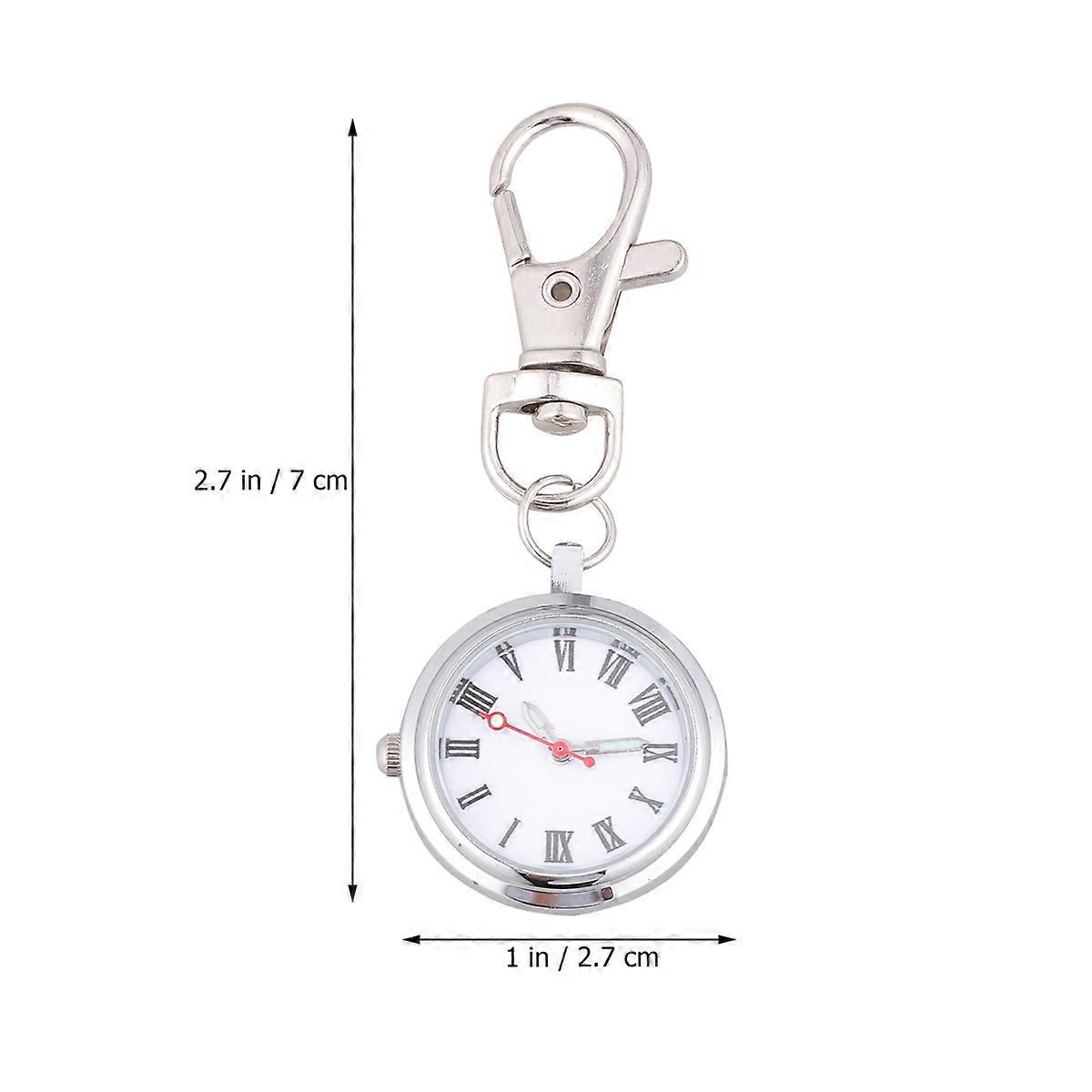 Round Keychain Watch for Gift Giving with Big Numbers in Silver 1Set