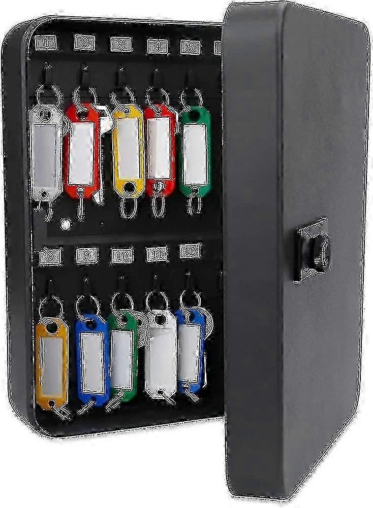 28 Key Steel Security Lock Box With Combination Lock - Black