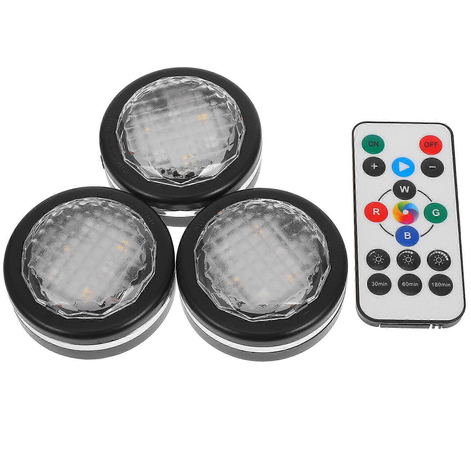 Remote-Control Rgb Night Light Cabinet Lamps 3Sets Assorted Color Included