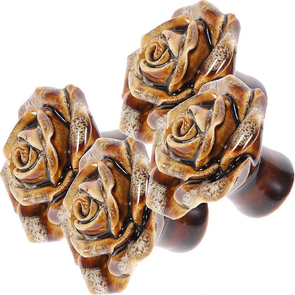 Durable 8 Pcs Vintage Drawer Pull Handle Flower Shape Knobs Suitable For Cabinets And Bookcases Dark Brown