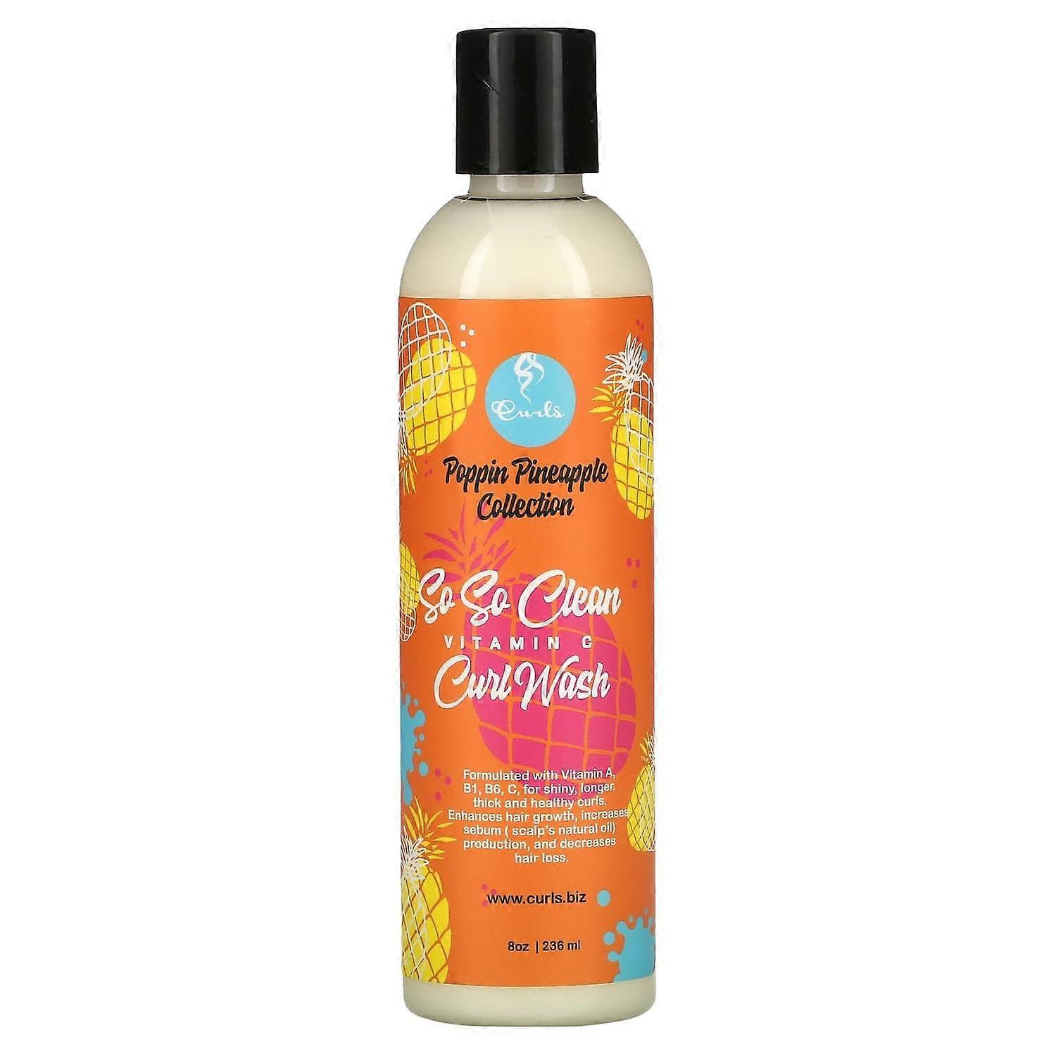 Curls, Poppin Pineapple Collection, So So Clean, Vitamin C, Curl Wash, 8 oz (236 ml)