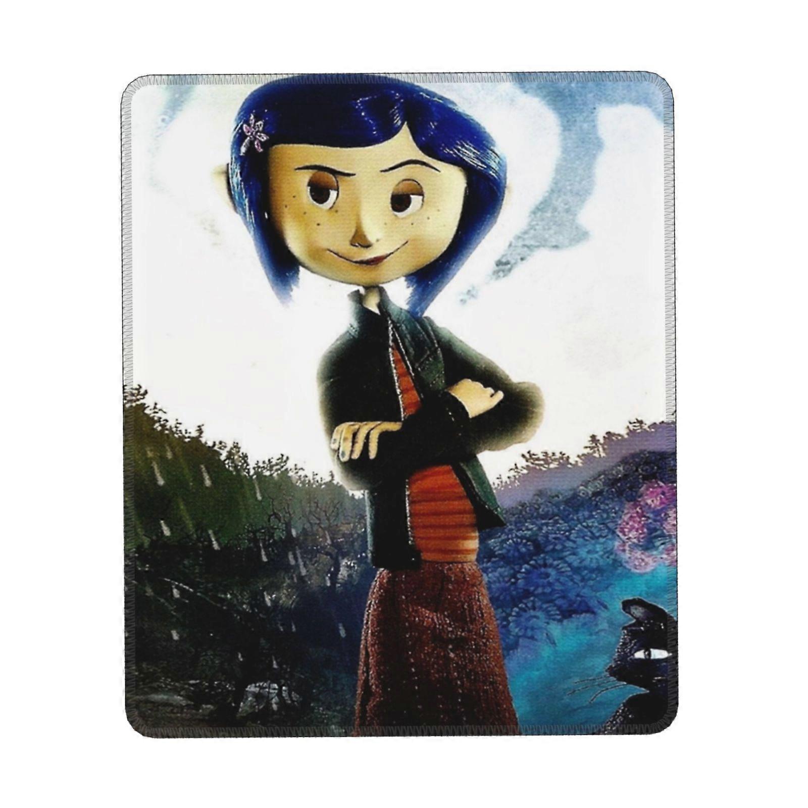 Coraline Mouse Pad with Stitched Edge, Washable Lycra Cloth & Non-Slip Rubber Base, Compatible with Computers and Laptops