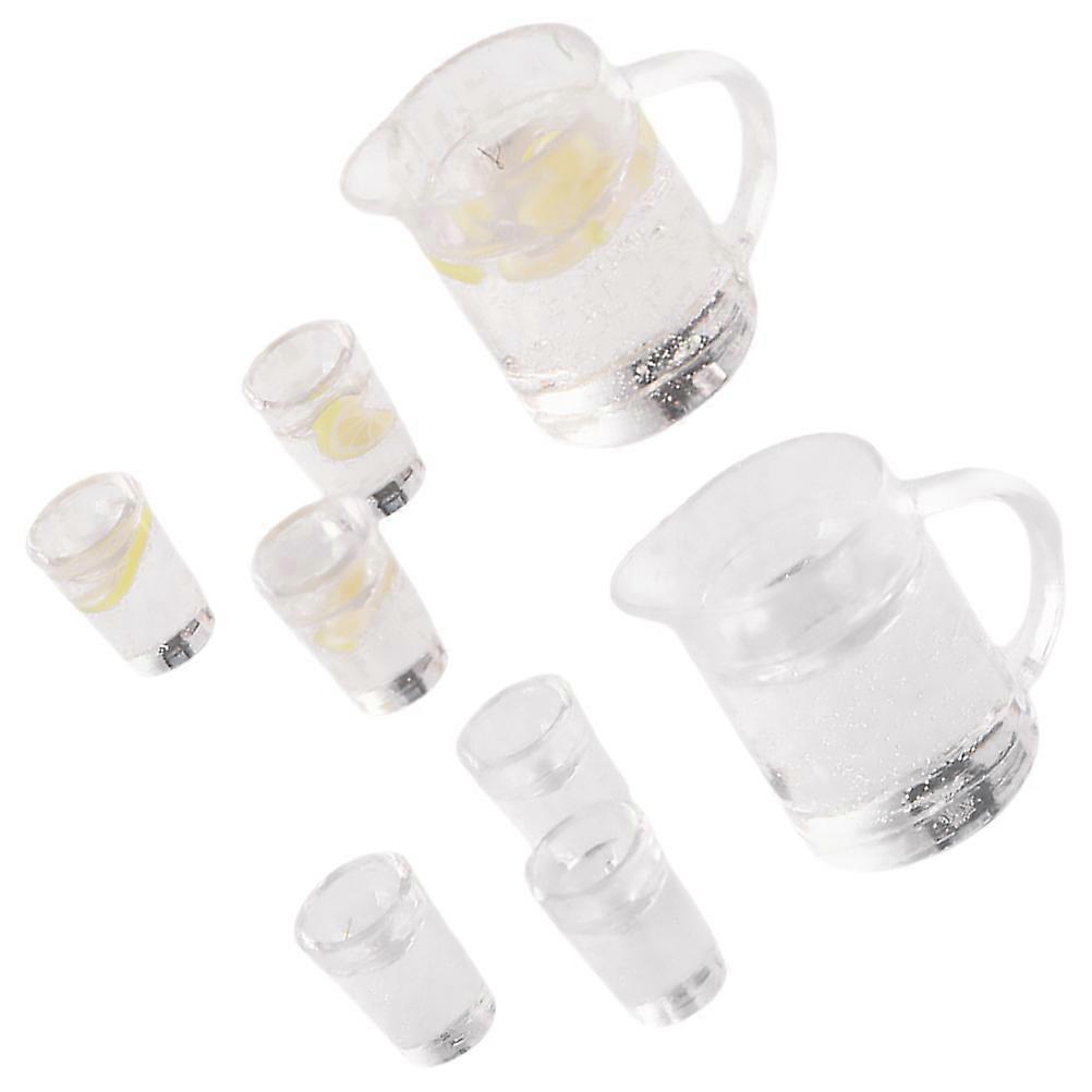 Mini Water Lemonade Set Miniature Water Pitcher Cup Set for Decor Use 2Sets