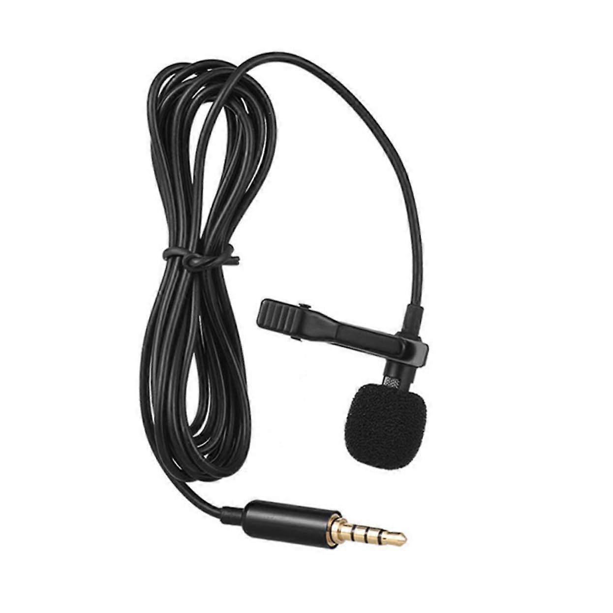 Lapel Microphone Long Range Wired ClipOn Smartphone Compatible For Interview And Streaming Black