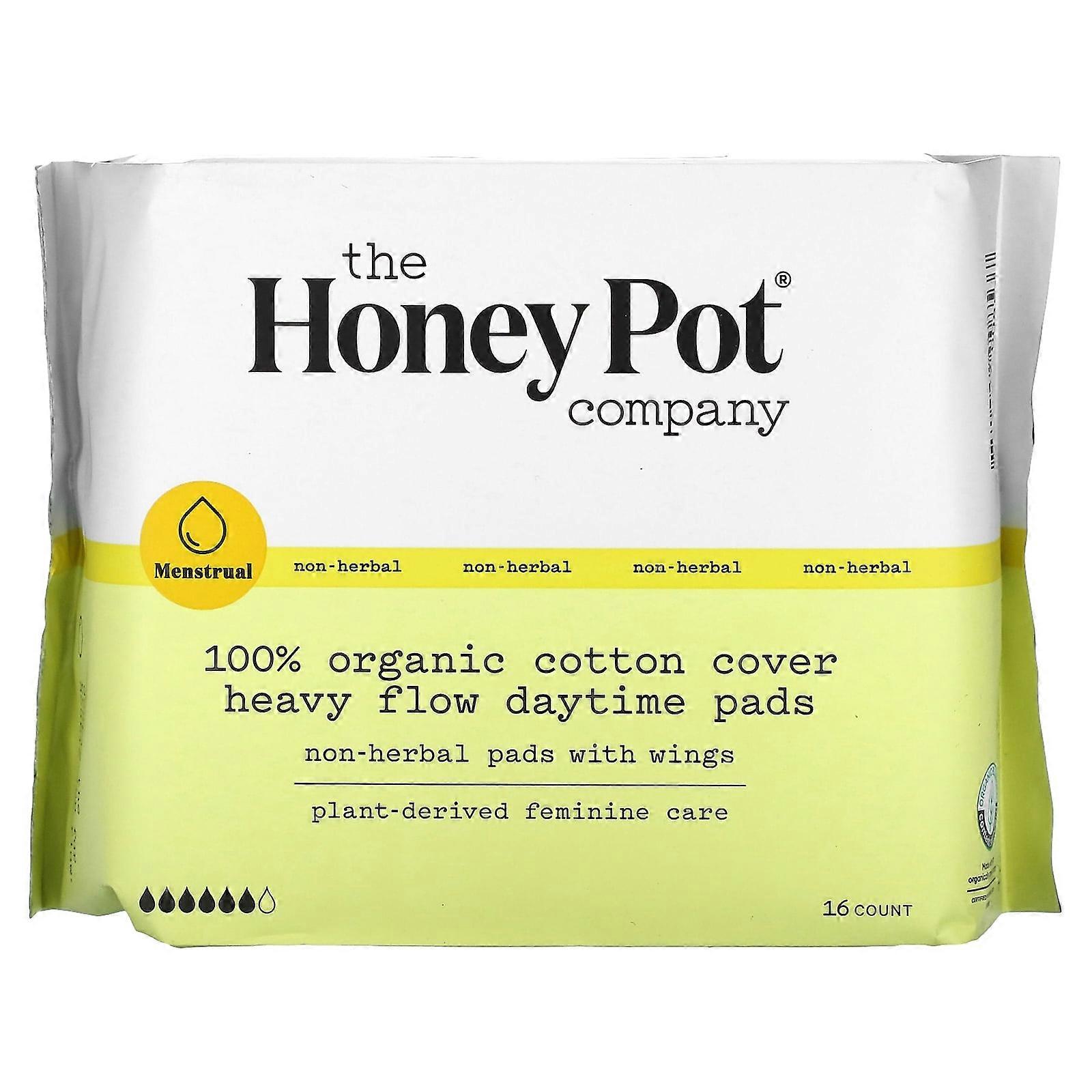 100% Organic Cotton Cover Heavy Flow Daytime Pads, 16 Count