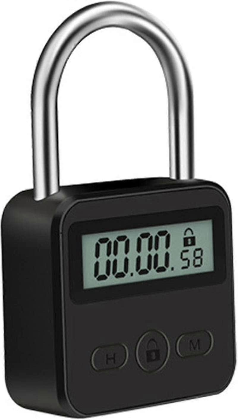 25-26 Smart Time Lock with LCD Display Electronic Timer Rechargeable Security Padlock(Black)