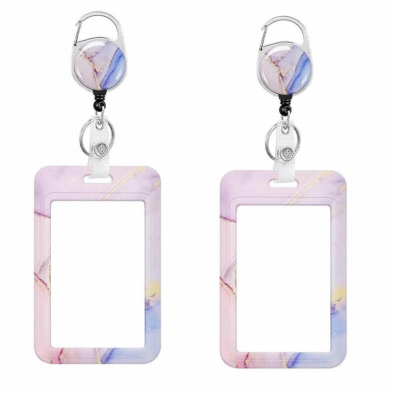 Poaug Back to School Clearance Heavy Duty Badge Holder with Retractable Reel, Compatible with ID Name Tag, Vertical Card Protector Case with