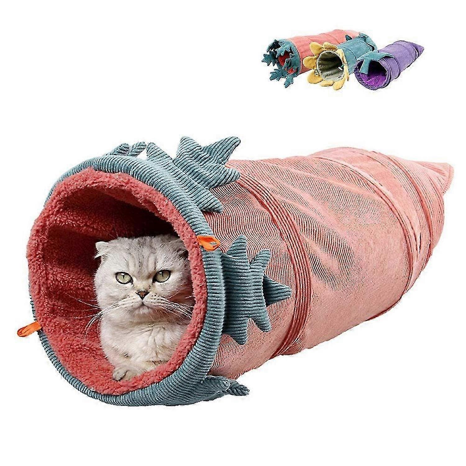 Collapsible Corduroy Vegetable Shape Warm Cat Tunnel for Indoor Playing Interactive