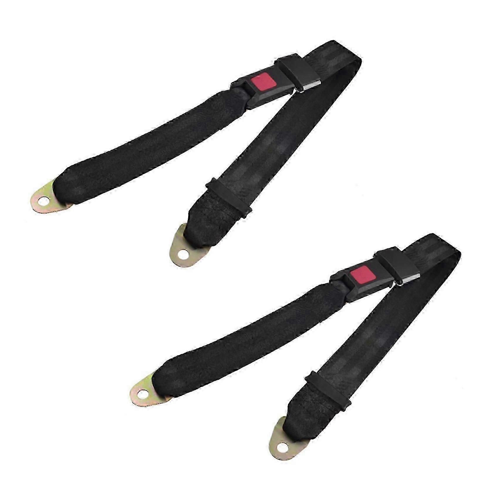 2X Black Adjustable Two Point Auto Car Safety Belt Lap Seatbelt_i*