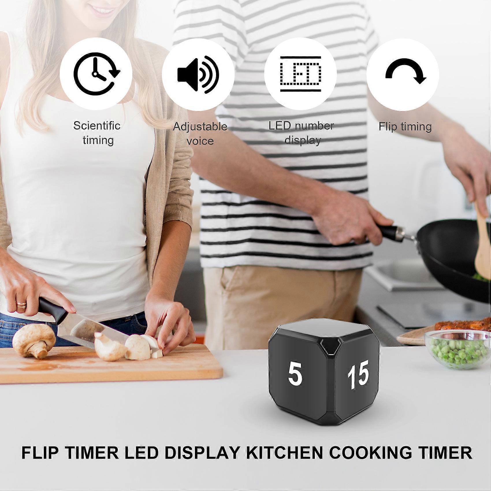 Cube-Timer Kitchen Timer Gravity Sensor Flip Meditation Timer for Time Management and Countdown 5-15-25-45 Min(Black)