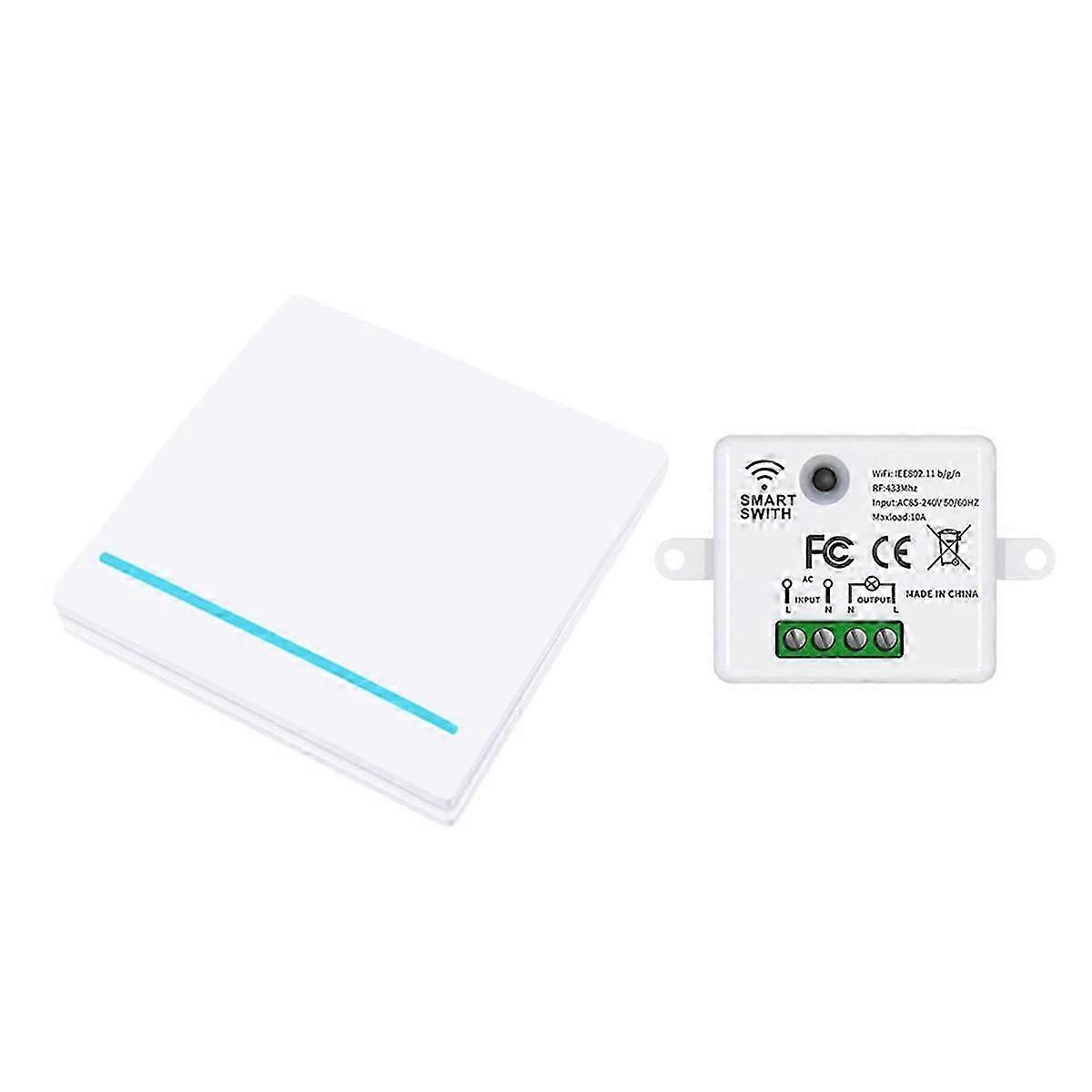 Tuya Wifi RF433Mhz Smart Wireless Switch 1gang Remote Control Lighting Wall Switches for Lamp LED