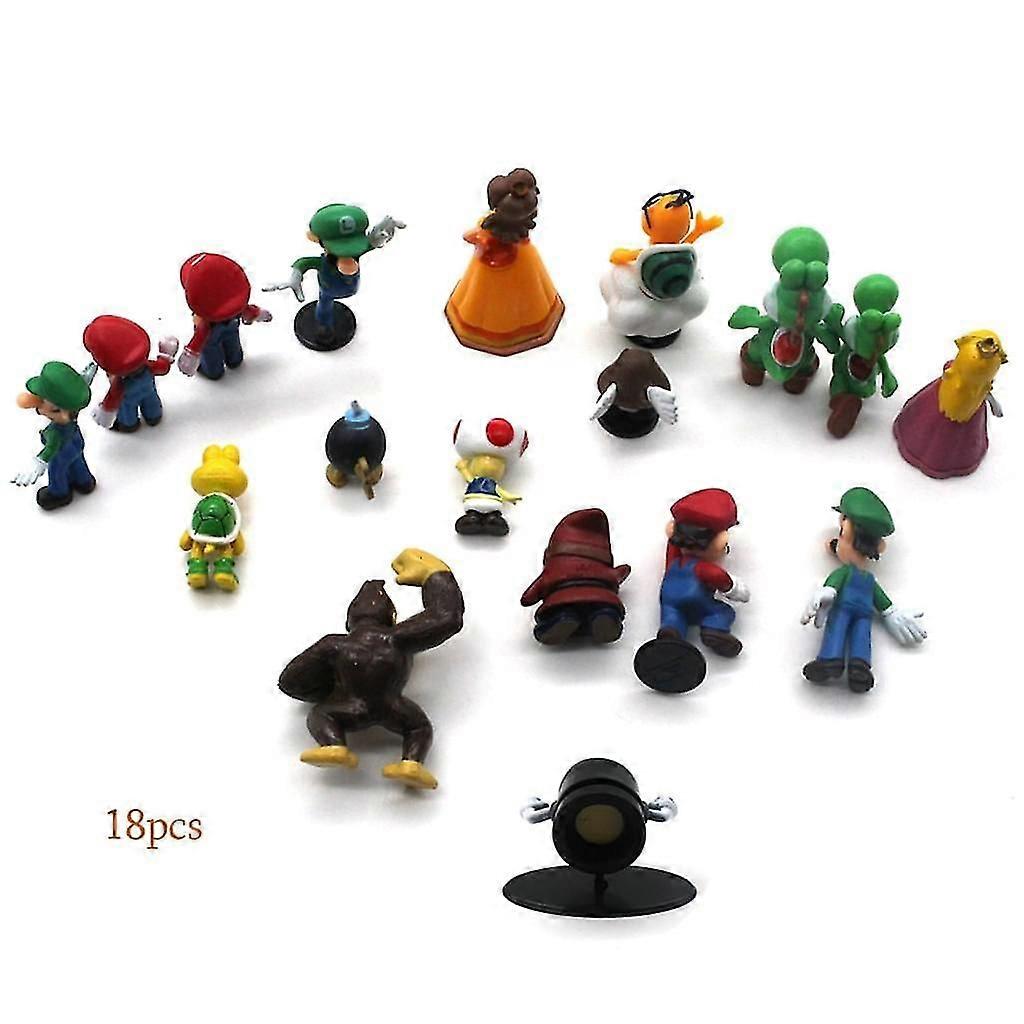 18pcs Super Mario Brothers Φιγούρες Δράσης Κινούμενα Σχέδια Παιχνίδια Που 18 Διαφορετικοί Χαρακτήρες Για Ώρες Crea