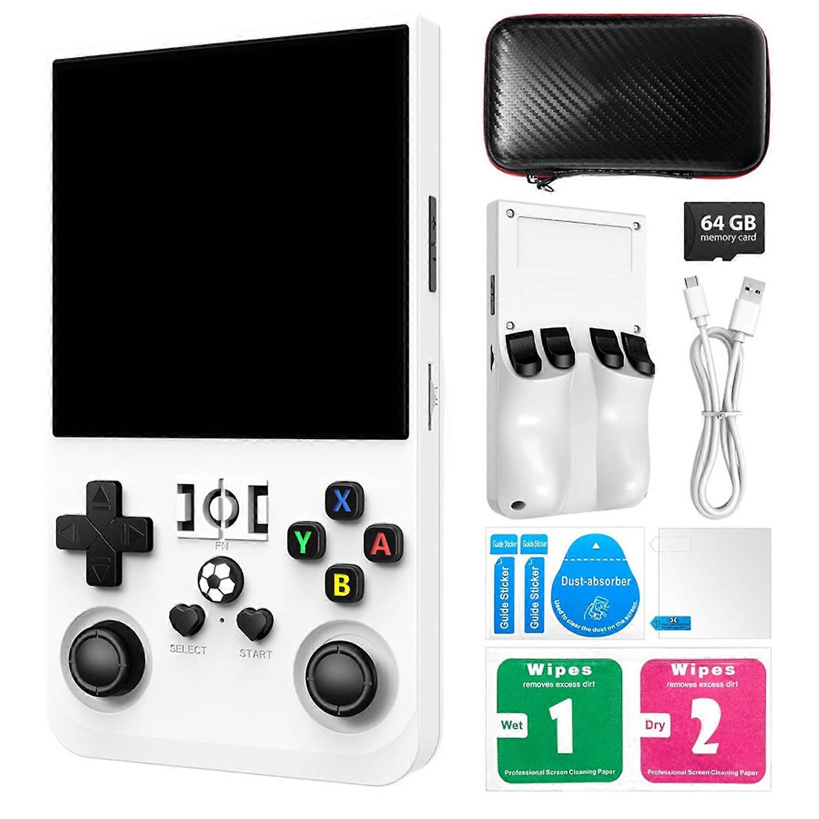 1 Set Open Source Retro Game Console R36Max Game Player 4.0in Screen High Compatibility Multiple Classical Format  White