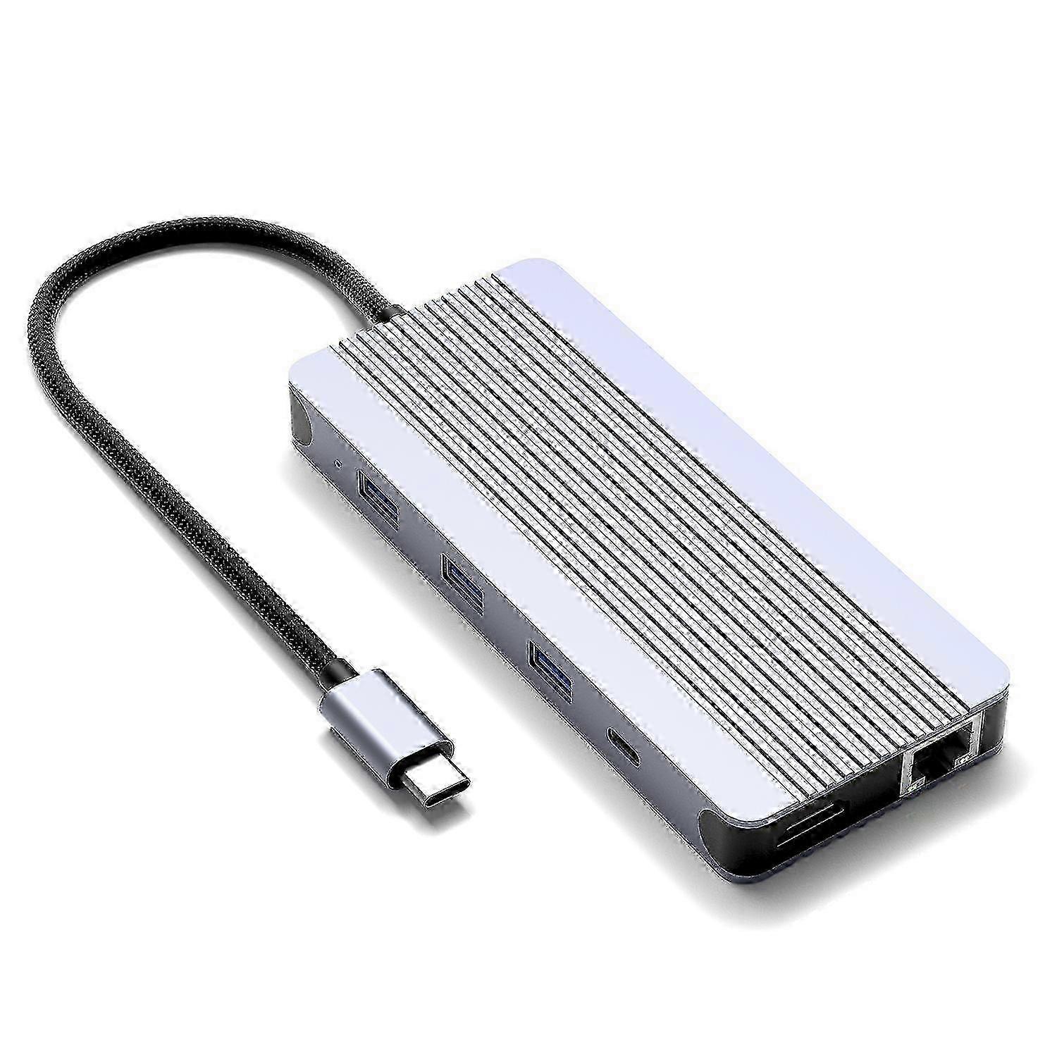 12 In 1 USB C Hub Hard Disk Enclosure Type C Docking Station M.2 NVMe SATA SSD Hard Disk Case Type C to HDMI Adapter 4K60Hz 1000Mbps PD100W 5Gbps