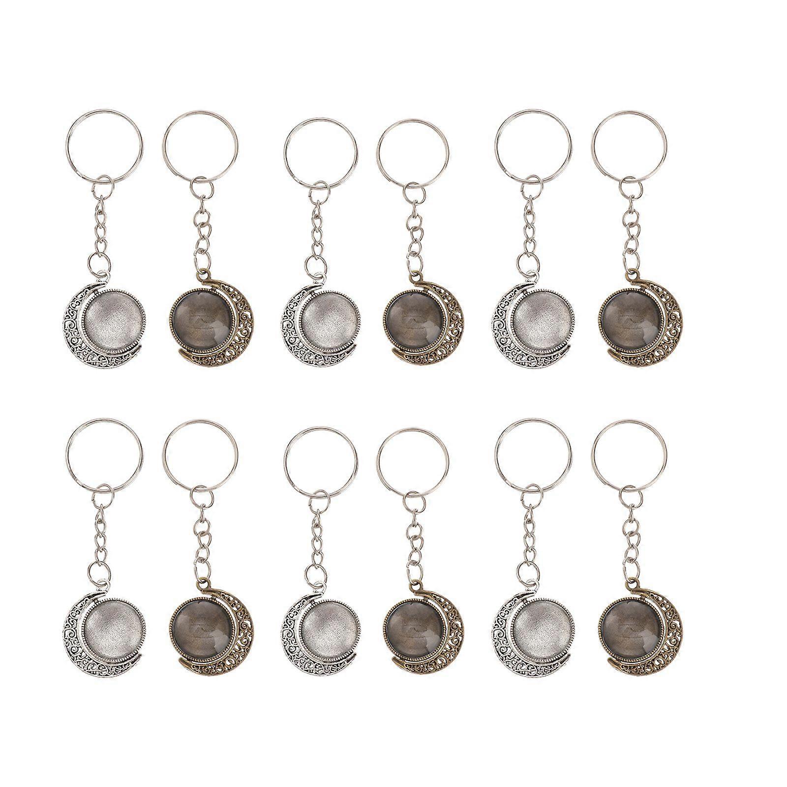 1 set of Pendant Trays with Cabochons Key Chain Pendant Blank Cameo Bezel