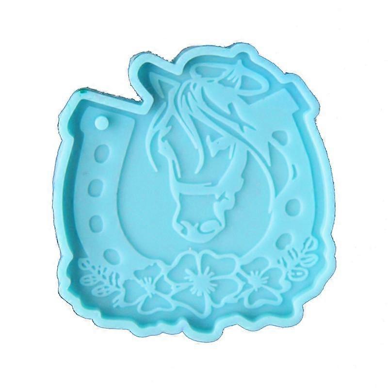 Keychain Mold for Resin Horseshoe Blossom Shape Keychain Epoxy Silicone Molds with Hanging Hole for  Keychain