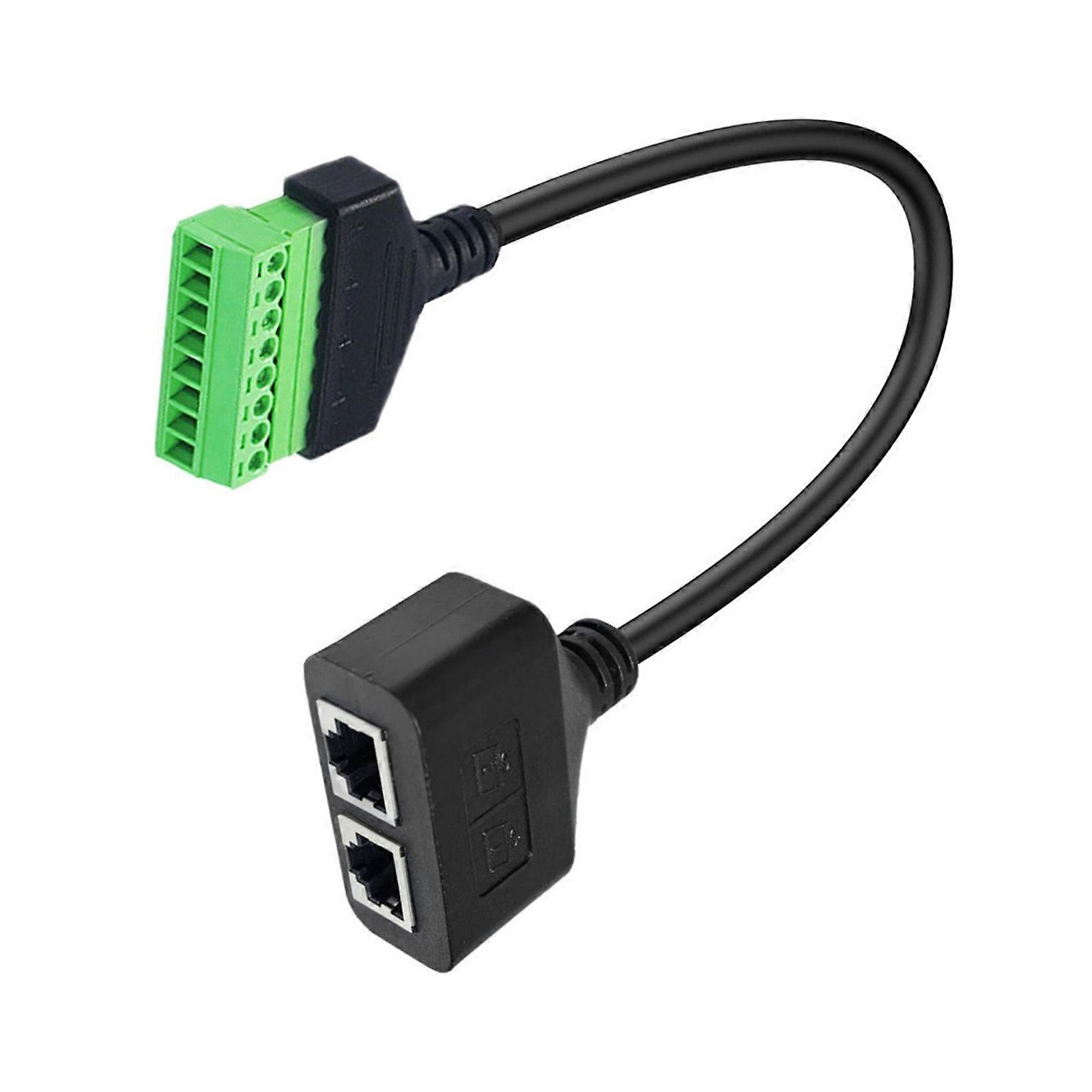 2 Port CAT6 RJ45 8P8C to 8Pin Screw Terminal Adapter Easy to Use for Efficient Ethernet Networking Setups Multicolor