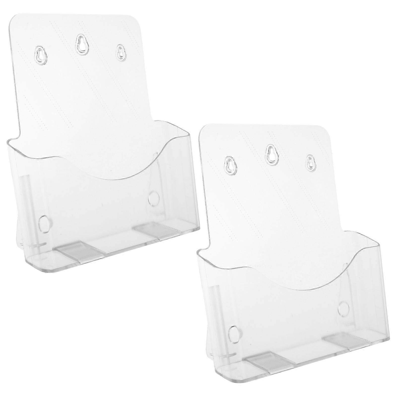 Acrylic Flyer Holder Document Rack for Storage Use 2Pcs Clear Wall Mount
