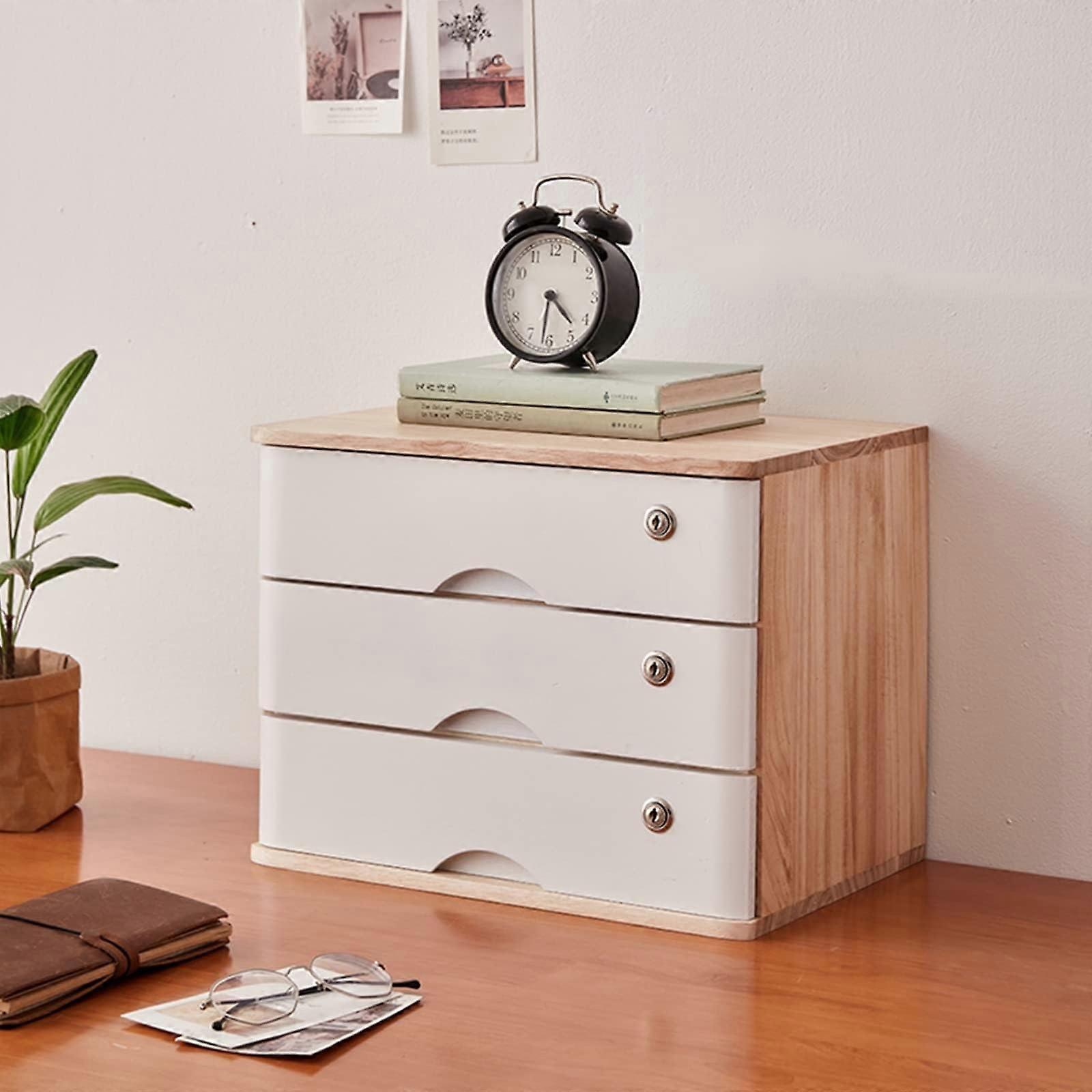 Solid Wood File Cabinet with Lock, MultiTier Document Storage for Home and Office